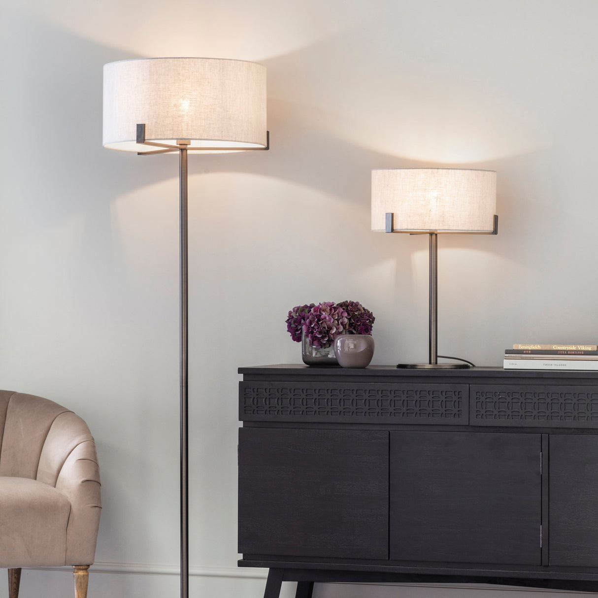 Endon Hayfield Table Lamp Bronze & Natural – from Amos Lighting + Home
