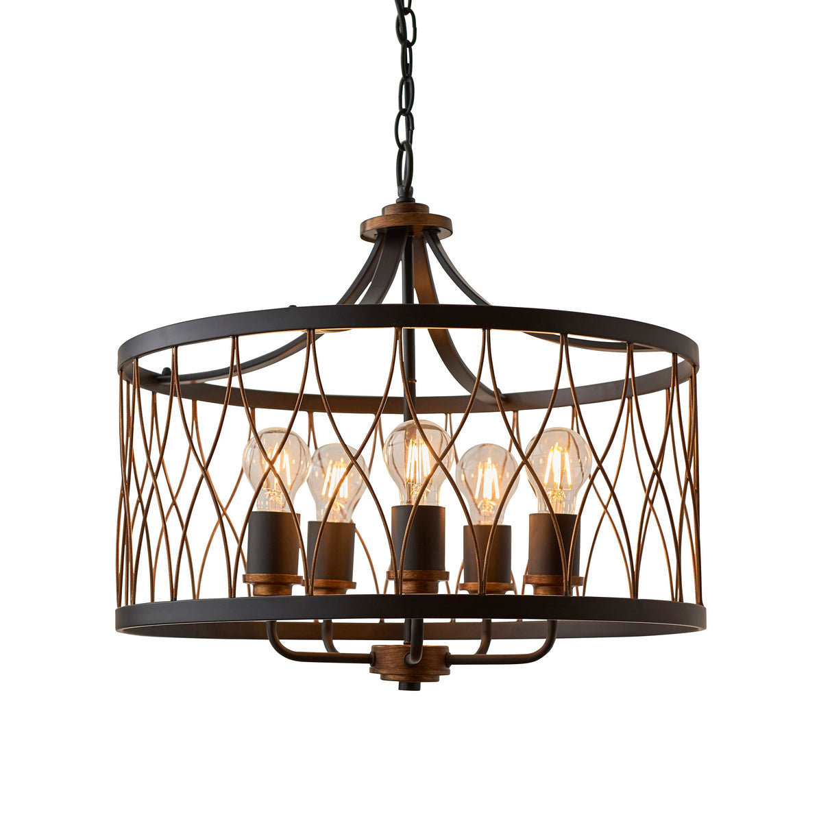Endon Heston Pendant Chandelier Matt Black & Rustic Bronze – from Amos Lighting + Home