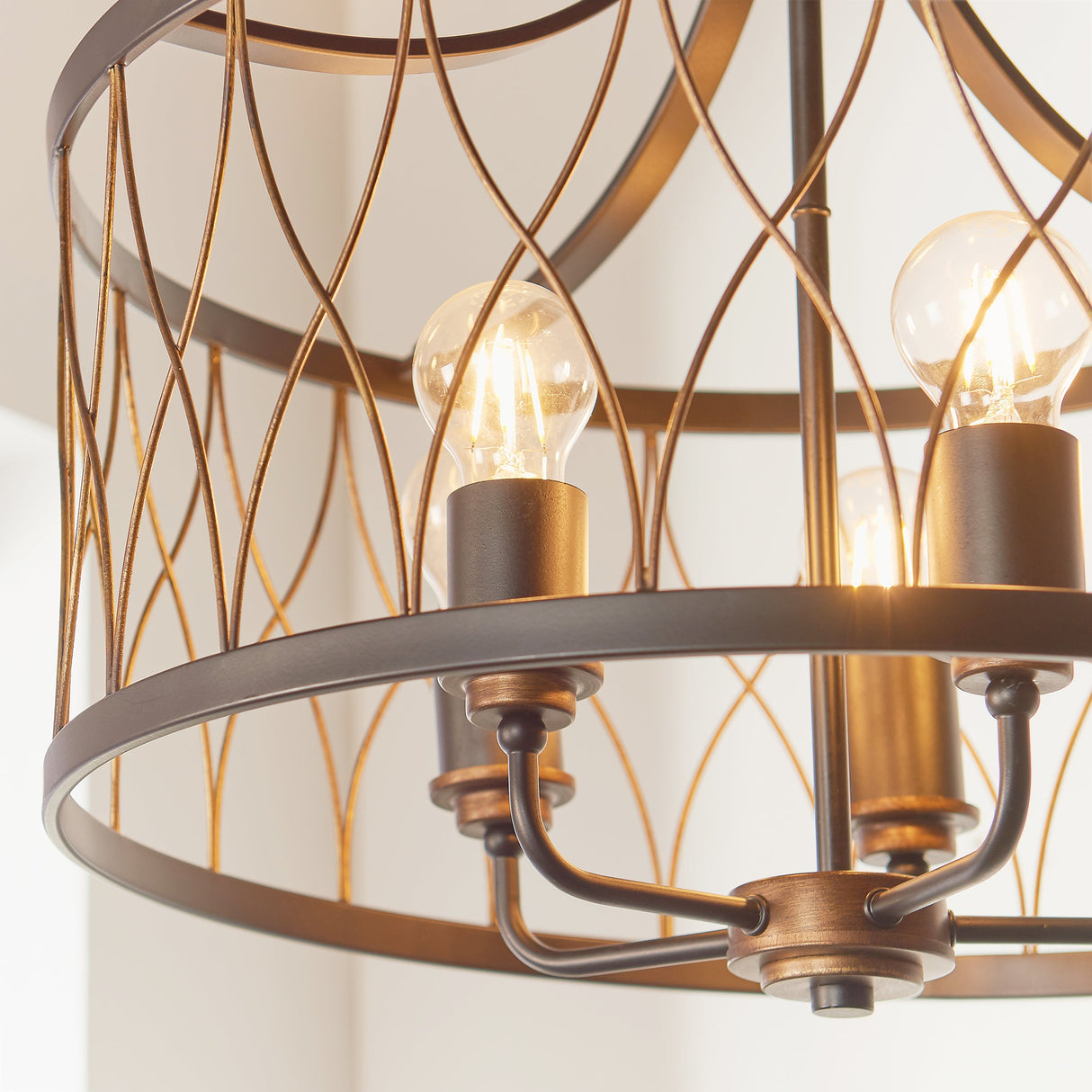 Endon Heston Pendant Chandelier Matt Black & Rustic Bronze – from Amos Lighting + Home