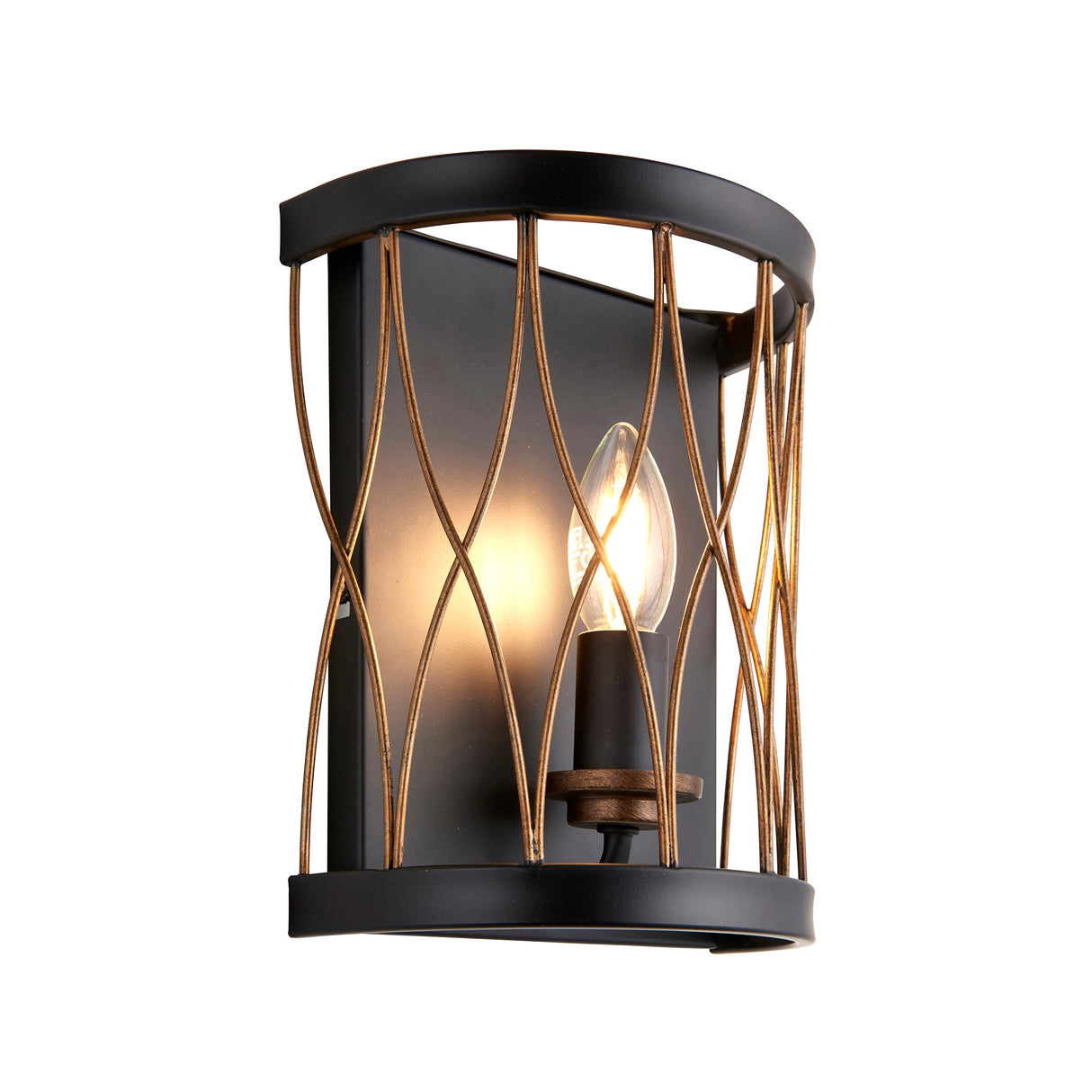 Endon Heston Wall Light Matt Black & Rustic Bronze – from Amos Lighting + Home