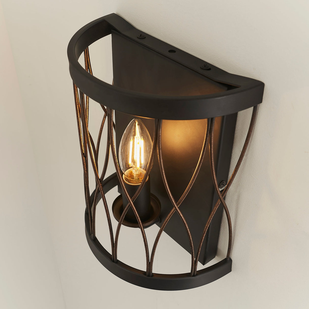 Endon Heston Wall Light Matt Black & Rustic Bronze – from Amos Lighting + Home
