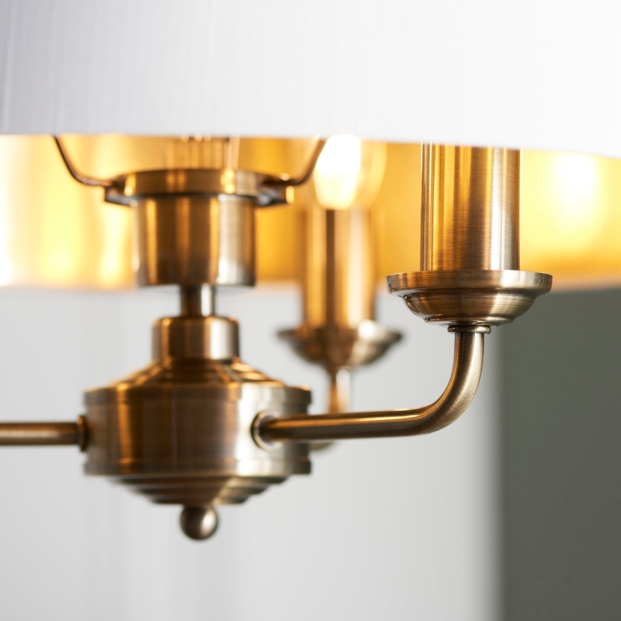 Endon Highclere 3lt Pendant Antique Brass & White – from Amos Lighting + Home