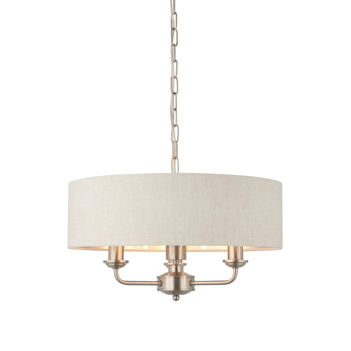 Endon Highclere 3lt Pendant Brushed Chrome & Natural – from Amos Lighting + Home