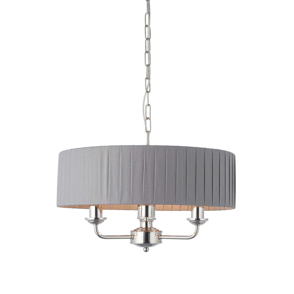 Endon Highclere 3lt Pleated Pendant Bright Nickel & Charcoal – from Amos Lighting + Home