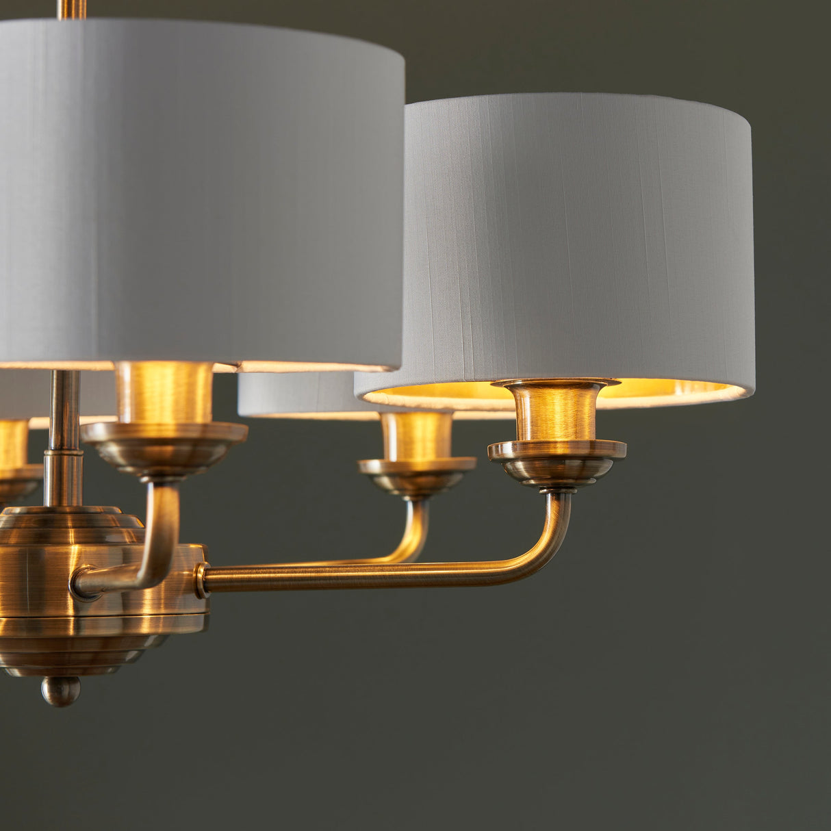 Endon Highclere 6lt Multi Arm Antique Brass & White – from Amos Lighting + Home