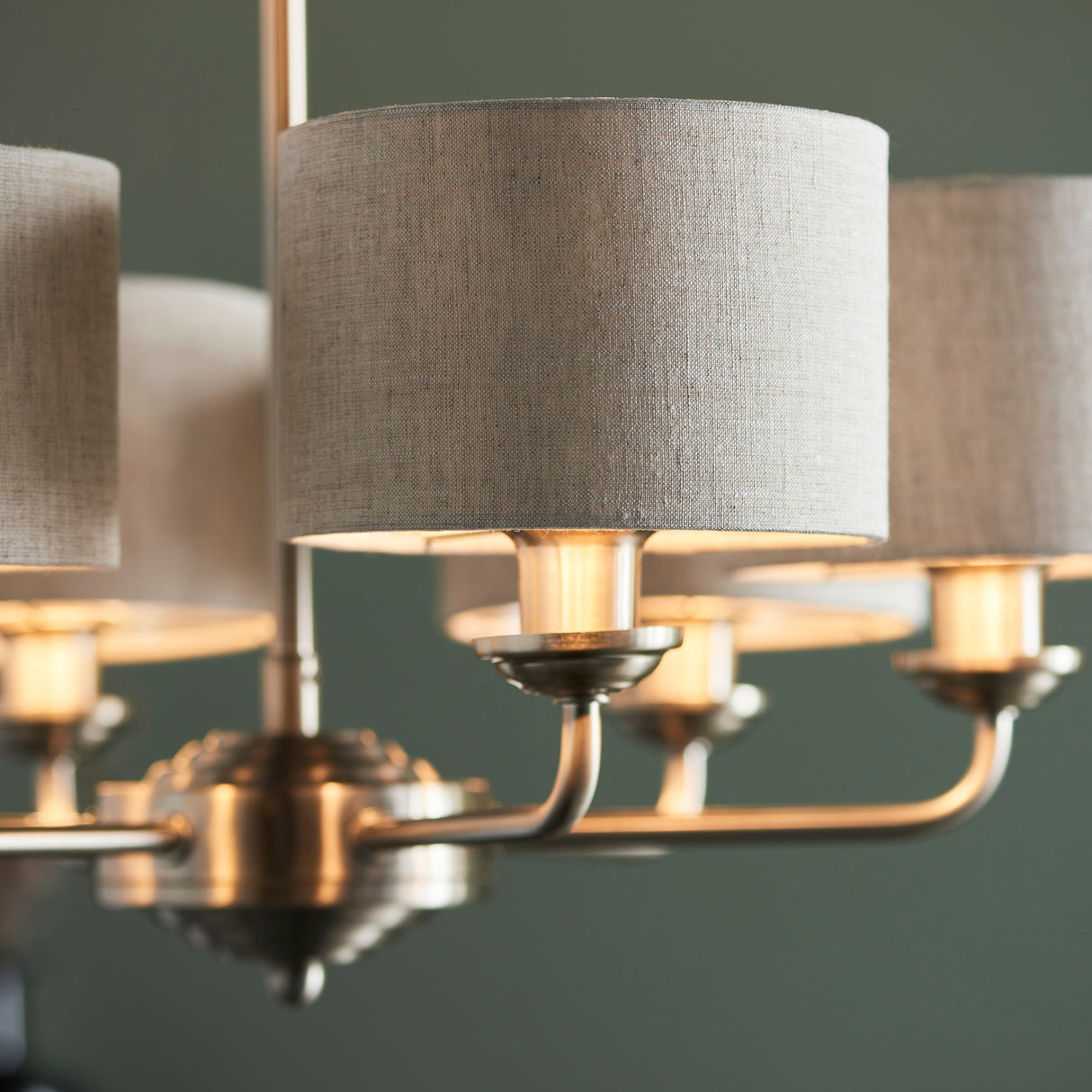 Endon Highclere 6lt Multi Arm Brushed Chrome & Natural – from Amos Lighting + Home