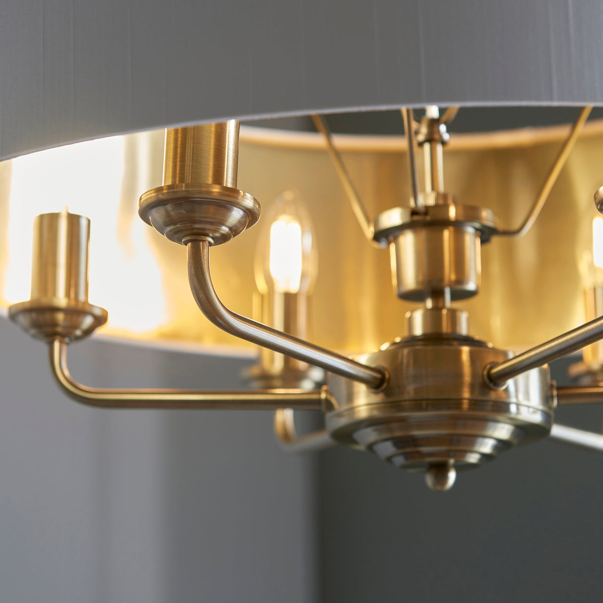 Endon Highclere 6lt Pendant Antique Brass & White – from Amos Lighting + Home