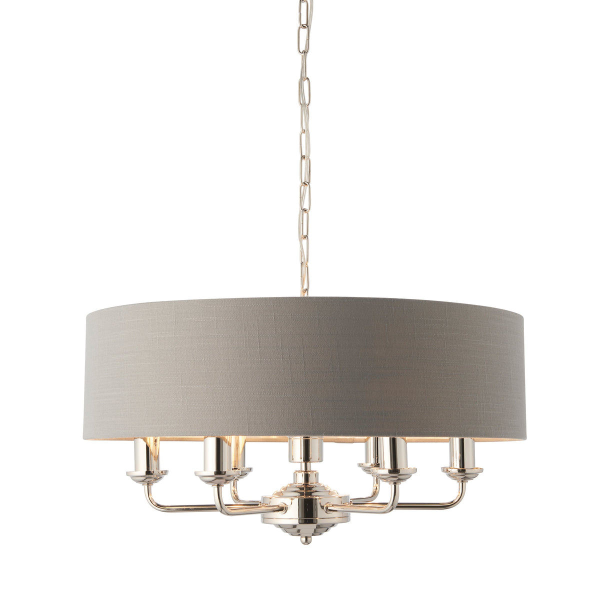 Endon Highclere 6lt Pendant Bright Nickel & Charcoal – from Amos Lighting + Home