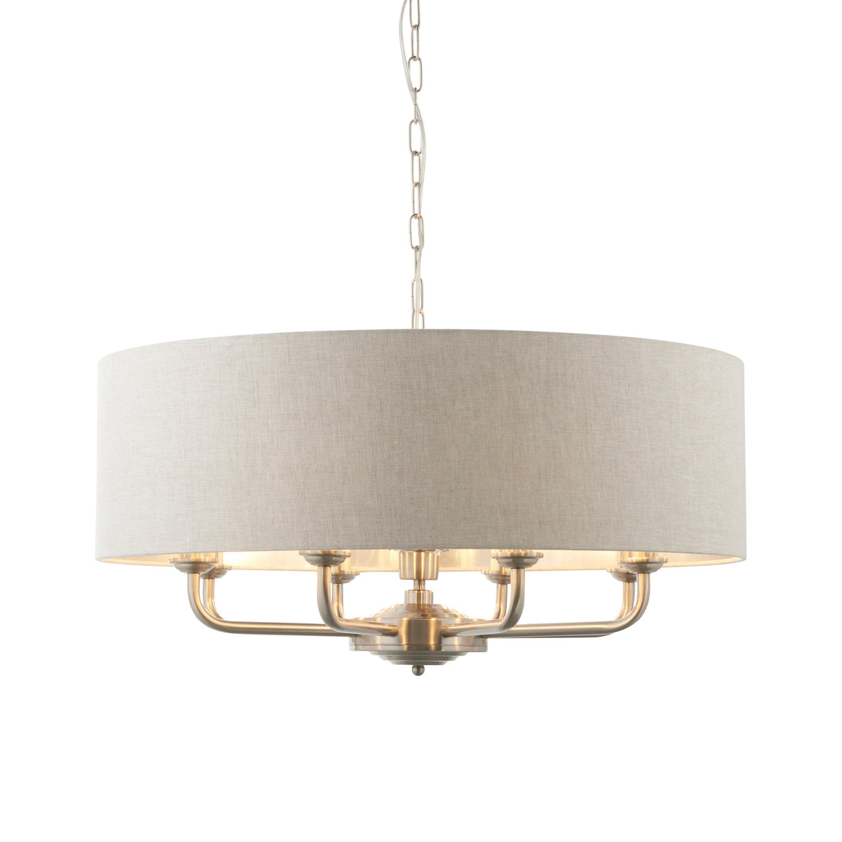 Endon Highclere 8lt Pendant Brushed Chrome & Natural – from Amos Lighting + Home