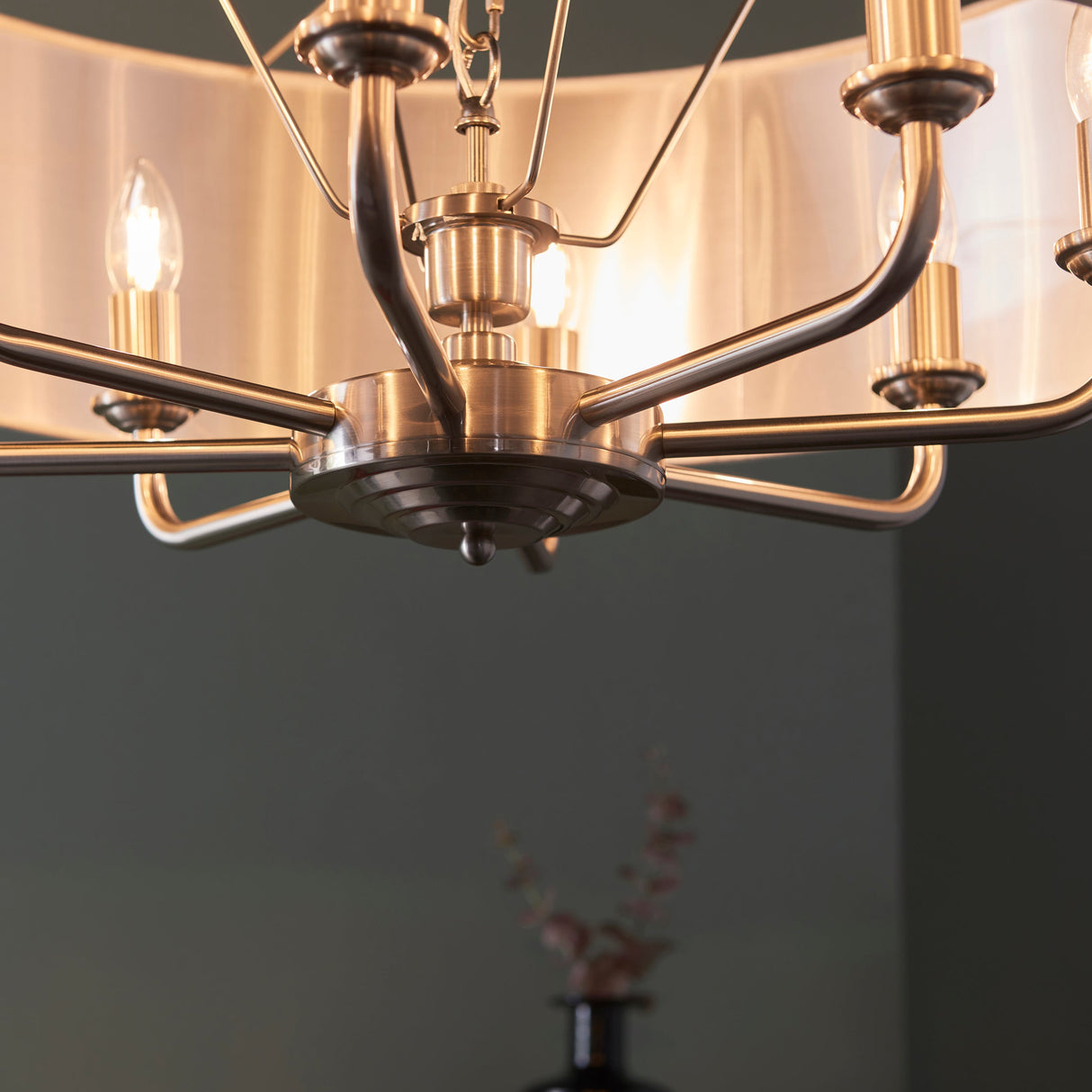 Endon Highclere 8lt Pendant Brushed Chrome & Natural – from Amos Lighting + Home