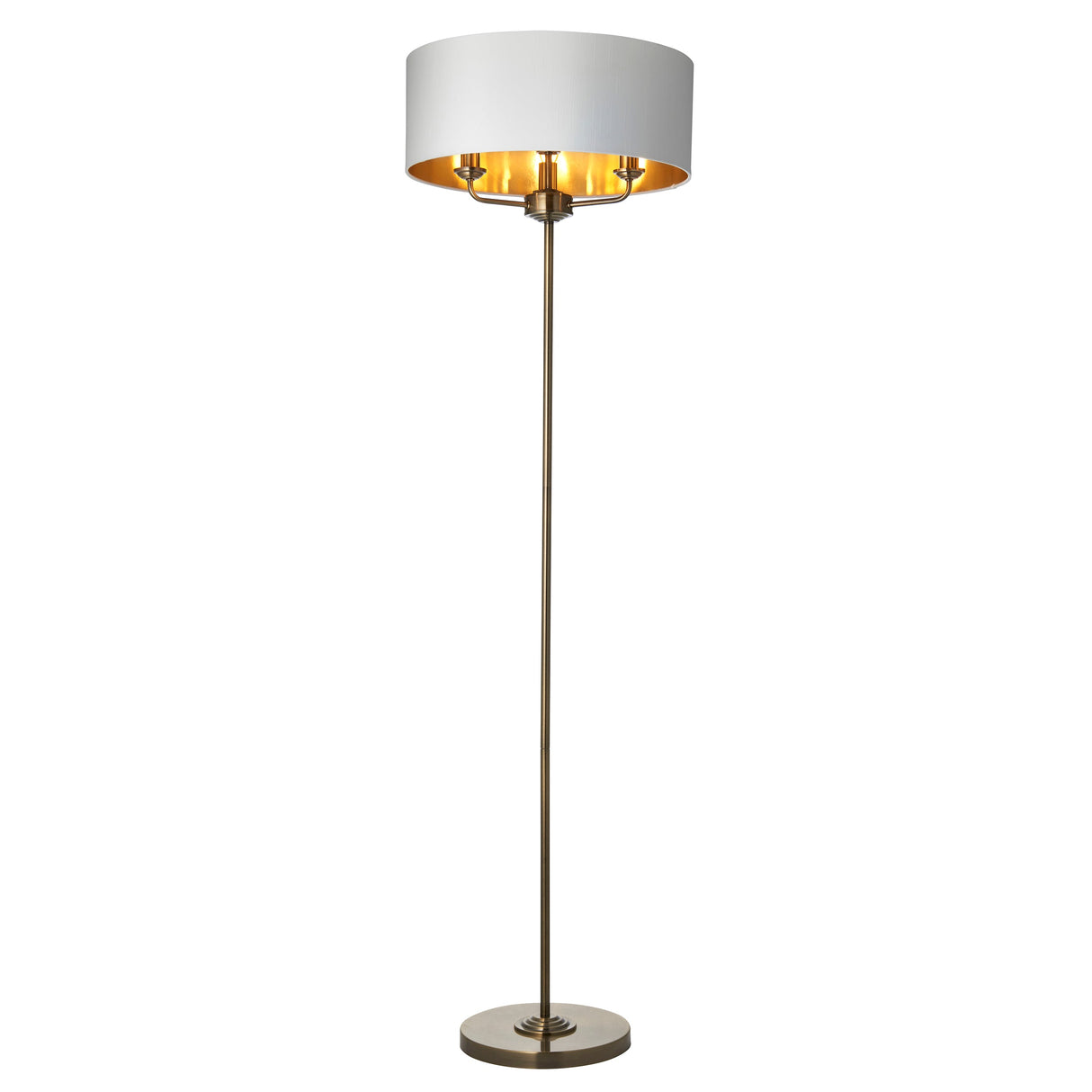 Endon Highclere Floor Lamp Antique Brass & White – from Amos Lighting + Home