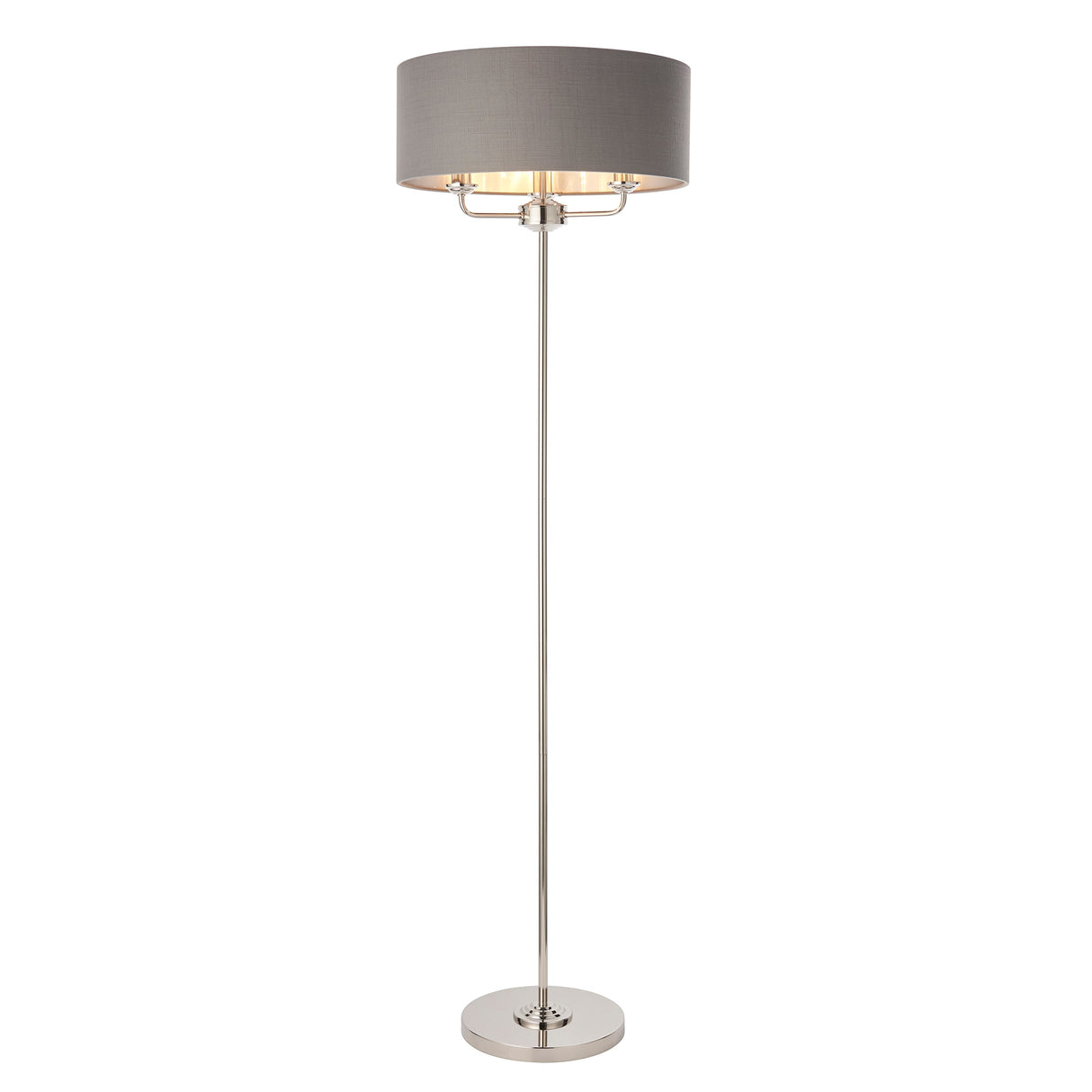 Endon Highclere Floor Lamp Bright Nickel & Charcoal – from Amos Lighting + Home