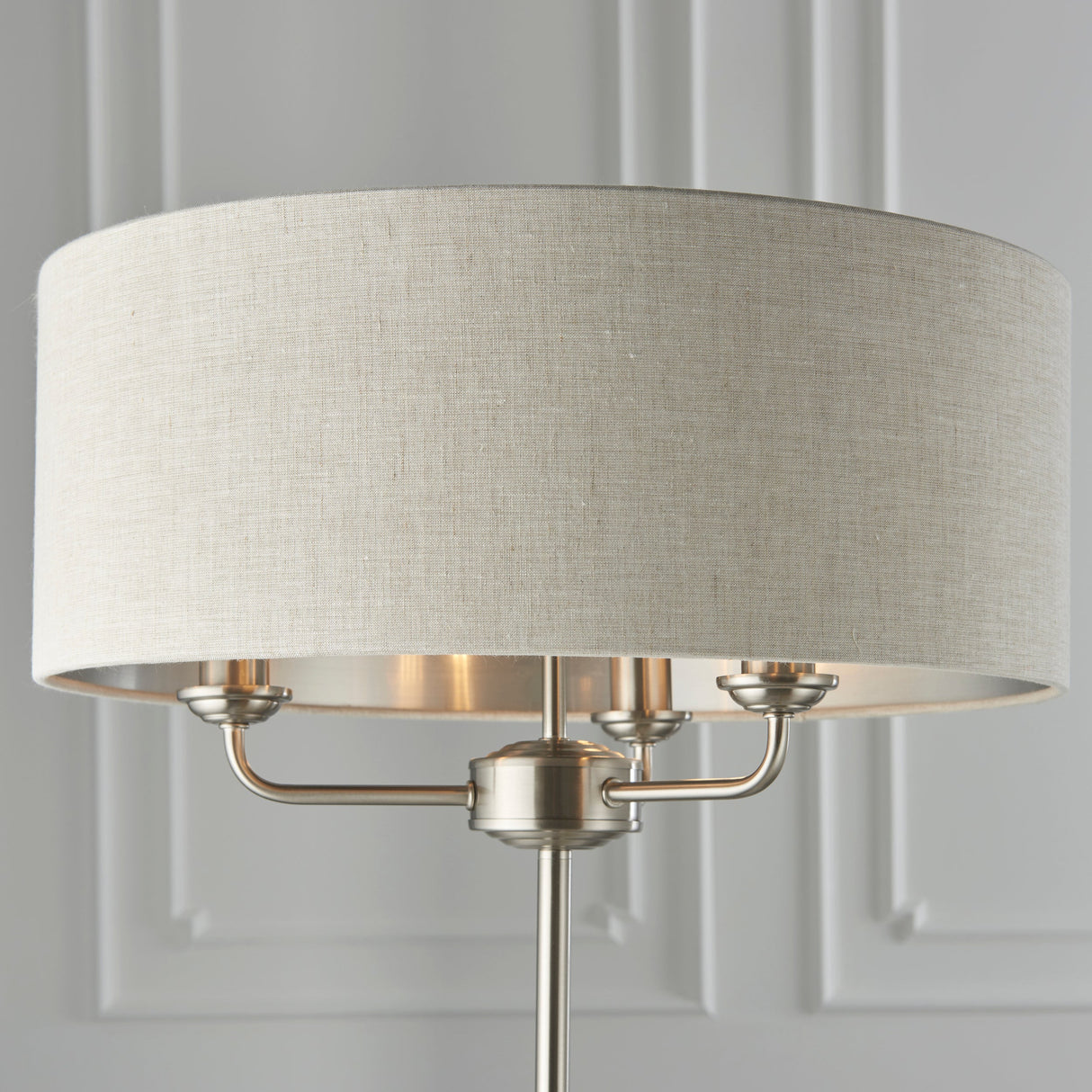 Endon Highclere Floor Lamp Brushed Chrome & Natural – from Amos Lighting + Home