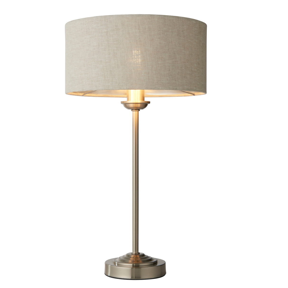 Endon Highclere Stem Table Lamp Brushed Chrome & Natural – from Amos Lighting + Home
