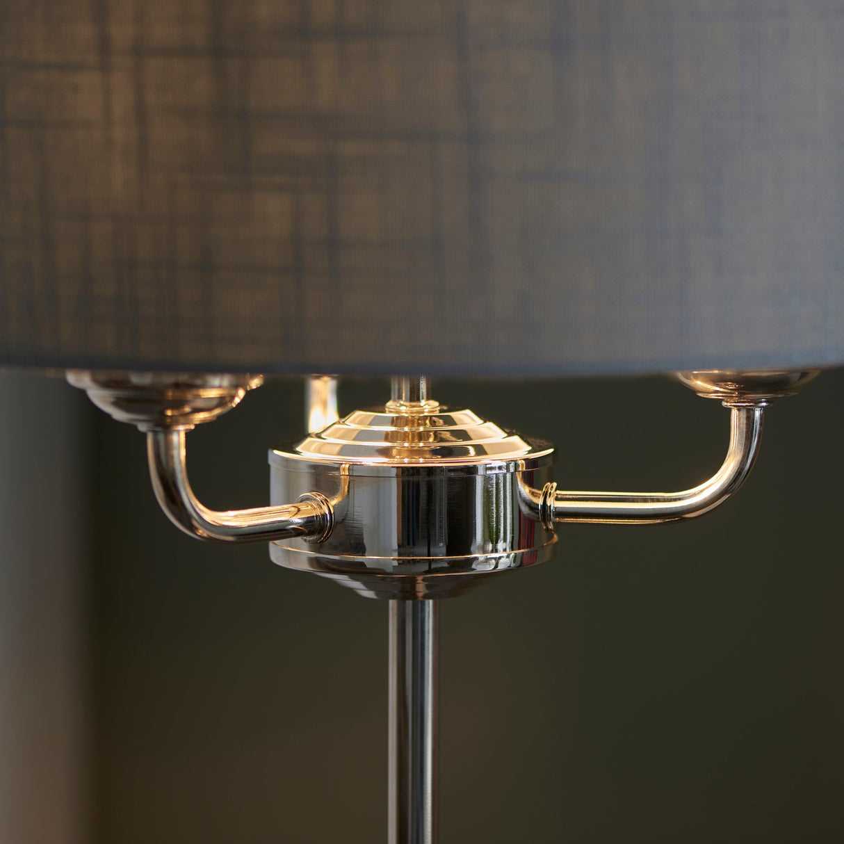 Endon Highclere Table Lamp Bright Nickel & Charcoal – from Amos Lighting + Home