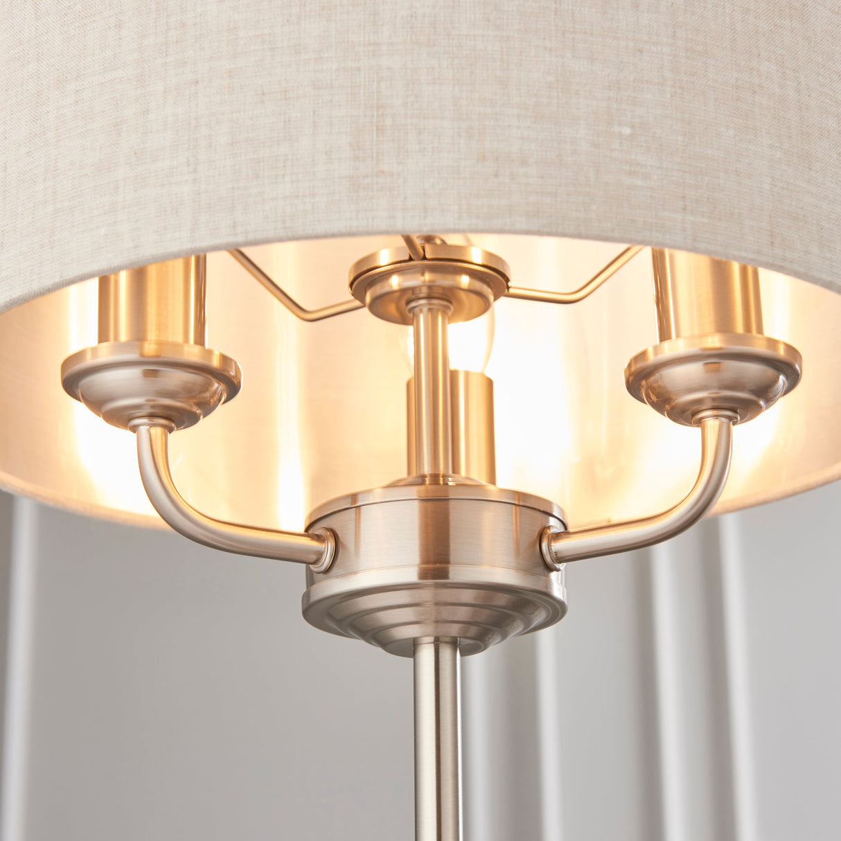 Endon Highclere Table Lamp Brushed Chrome & Natural – from Amos Lighting + Home