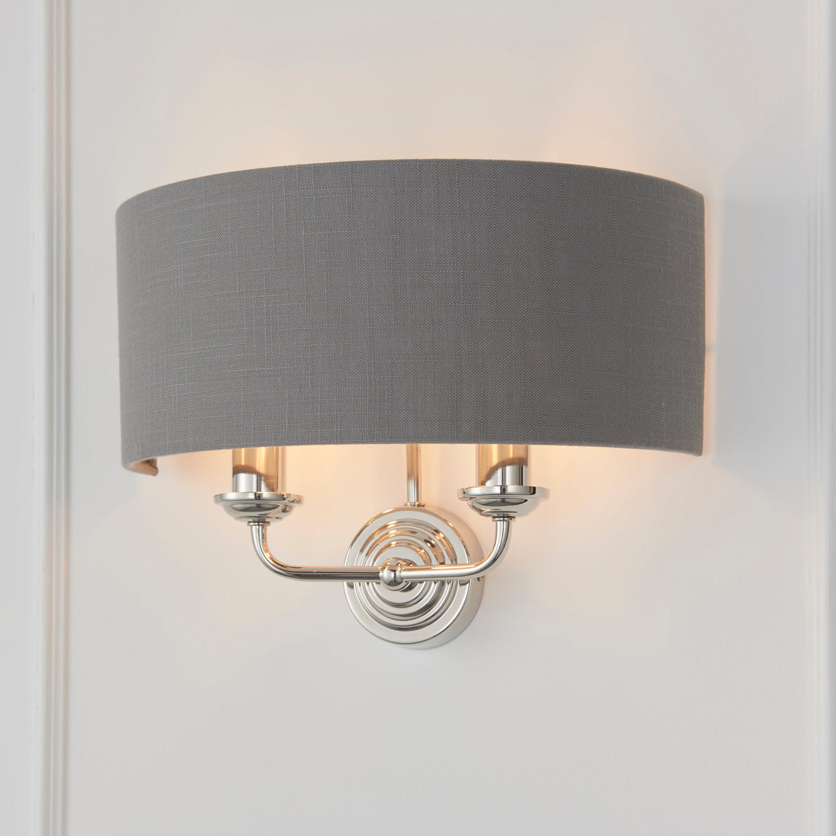 Endon Highclere Wall Light Bright Nickel & Charcoal – from Amos Lighting + Home