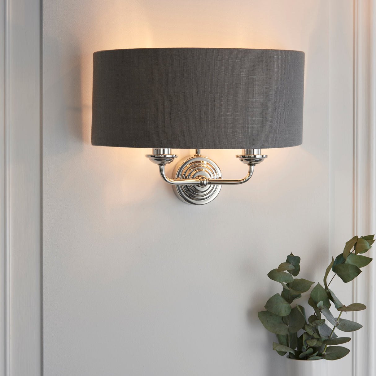 Endon Highclere Wall Light Bright Nickel & Charcoal – from Amos Lighting + Home