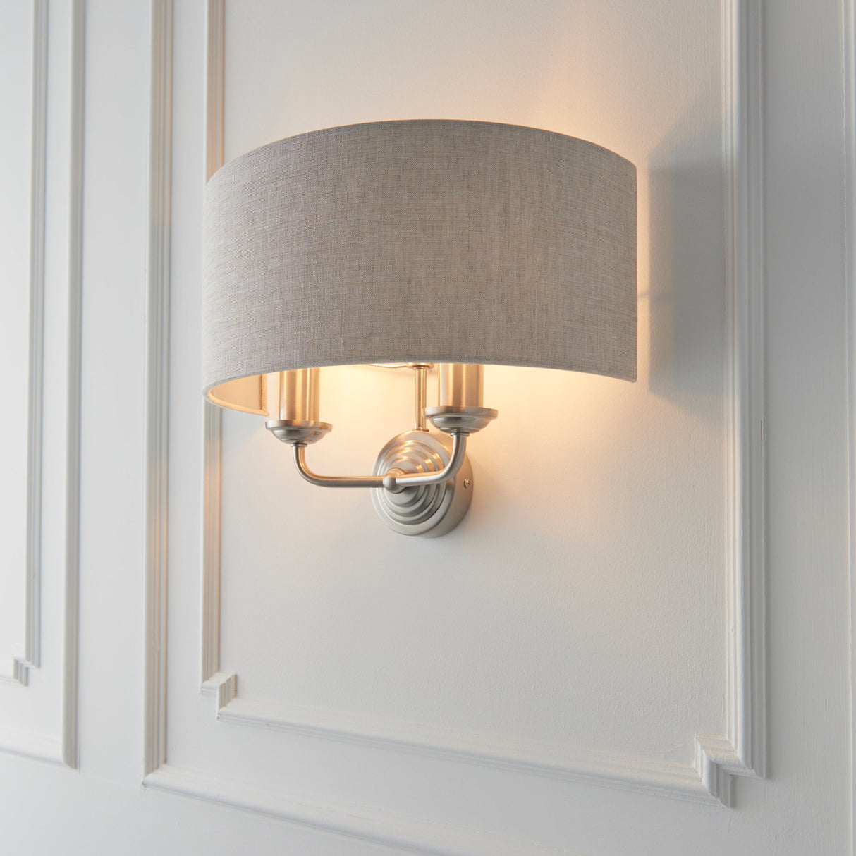 Endon Highclere Wall Light Brushed Chrome & Natural – from Amos Lighting + Home