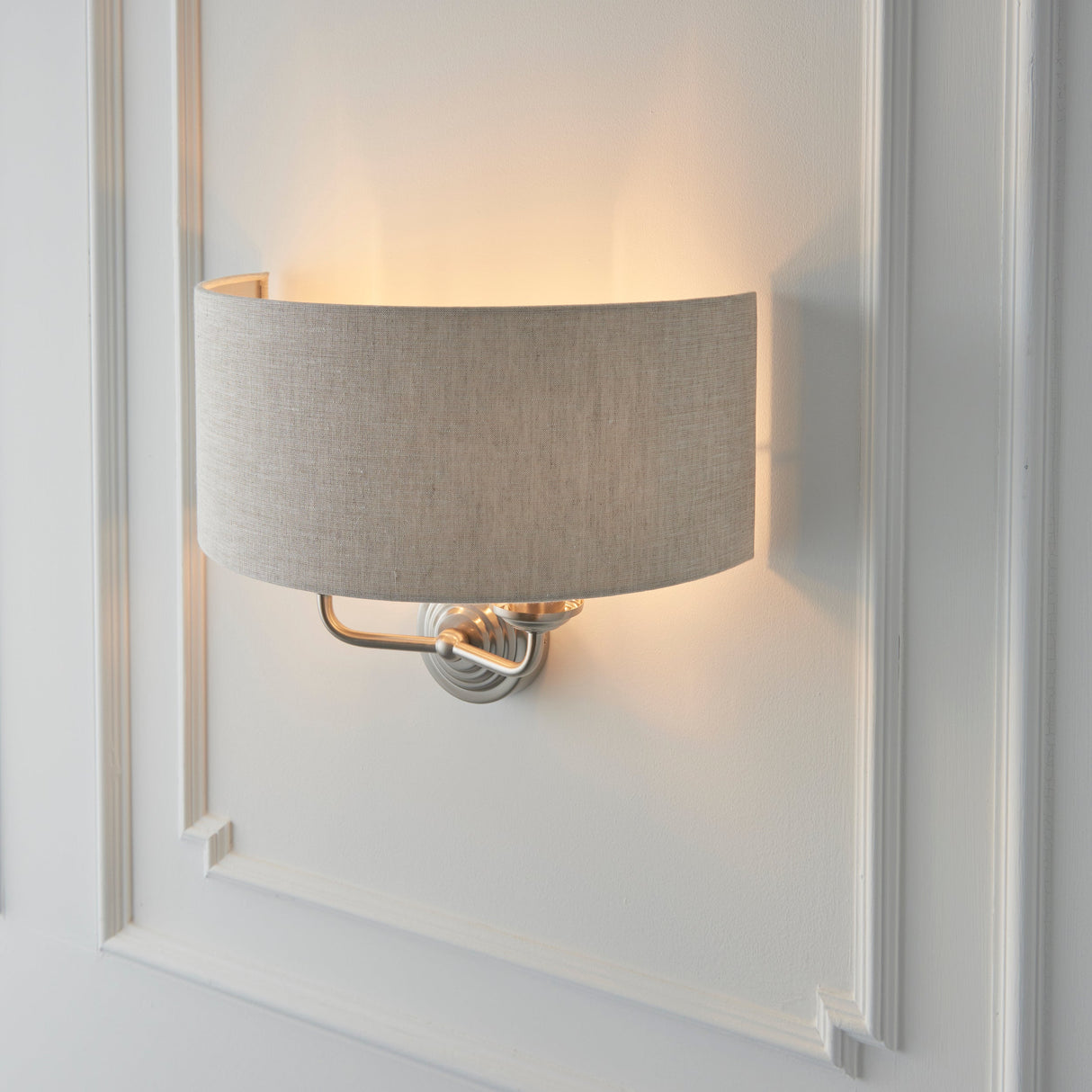 Endon Highclere Wall Light Brushed Chrome & Natural – from Amos Lighting + Home