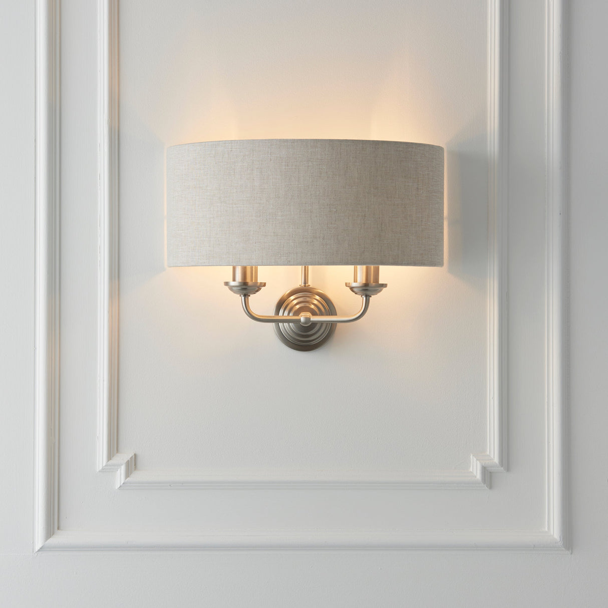 Endon Highclere Wall Light Brushed Chrome & Natural – from Amos Lighting + Home