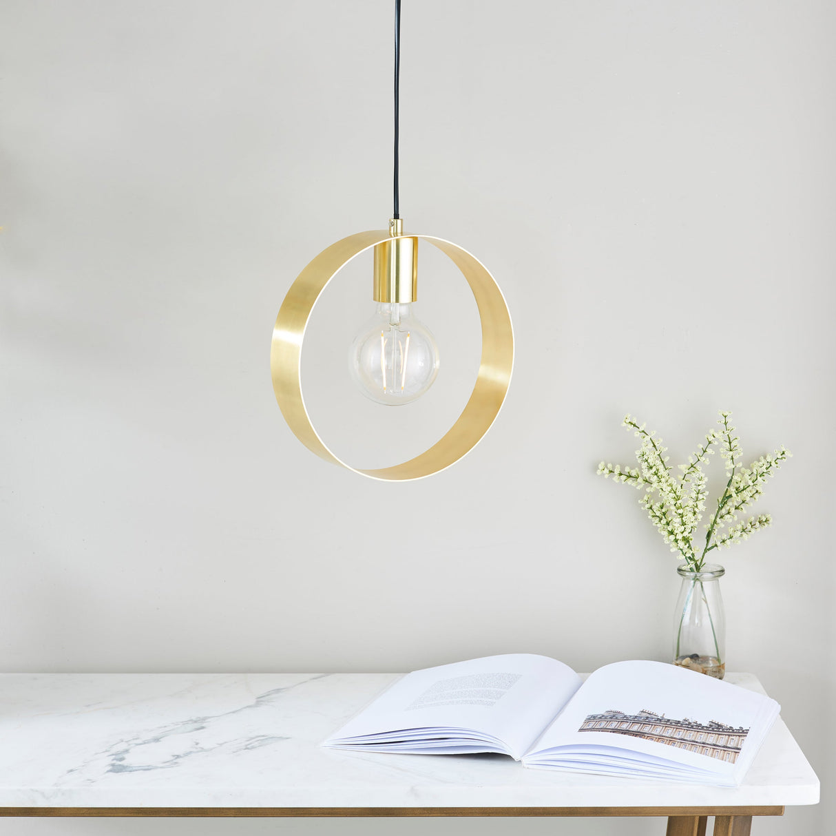 Amos Hoop Single Pendant Brushed Brass – from Amos Lighting + Home