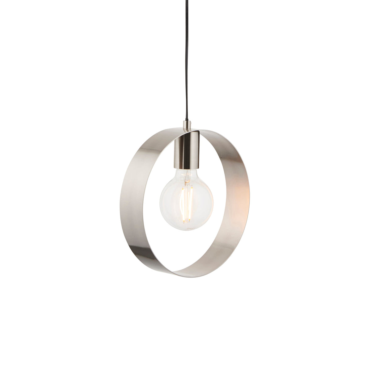 Amos Hoop Single Pendant Brushed Nickel – from Amos Lighting + Home