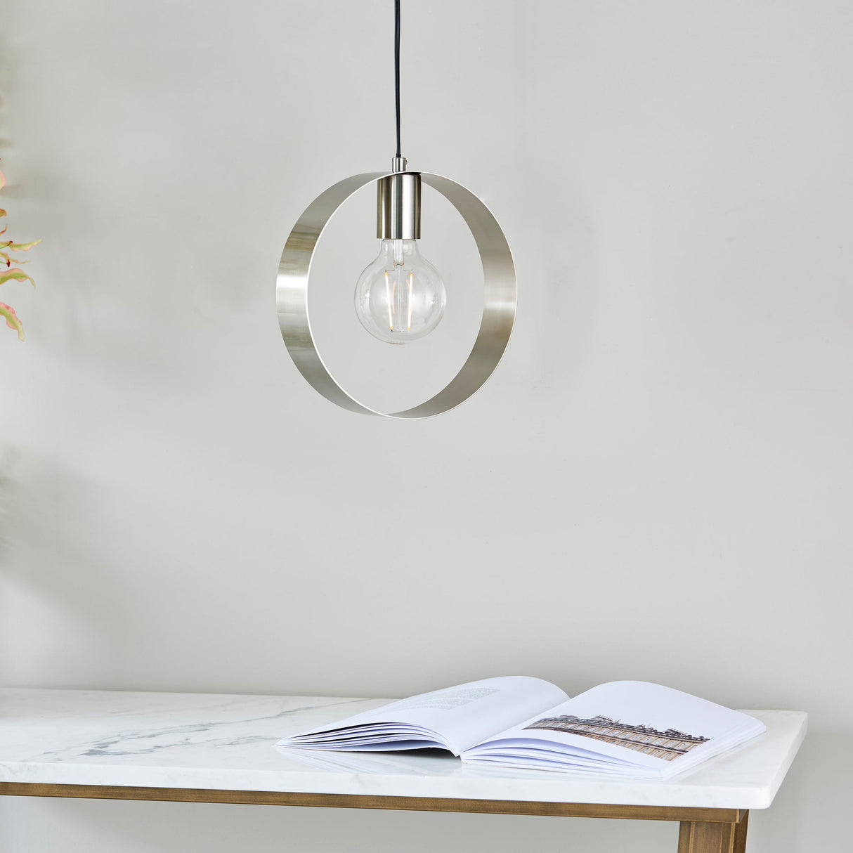 Amos Hoop Single Pendant Brushed Nickel – from Amos Lighting + Home
