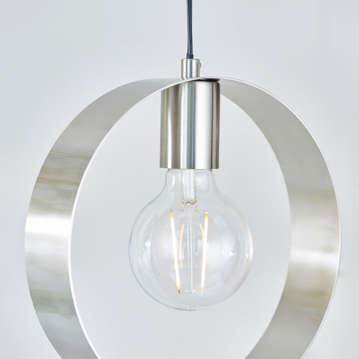 Amos Hoop Single Pendant Brushed Nickel – from Amos Lighting + Home