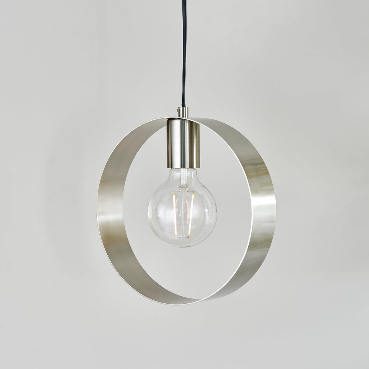 Amos Hoop Single Pendant Brushed Nickel – from Amos Lighting + Home