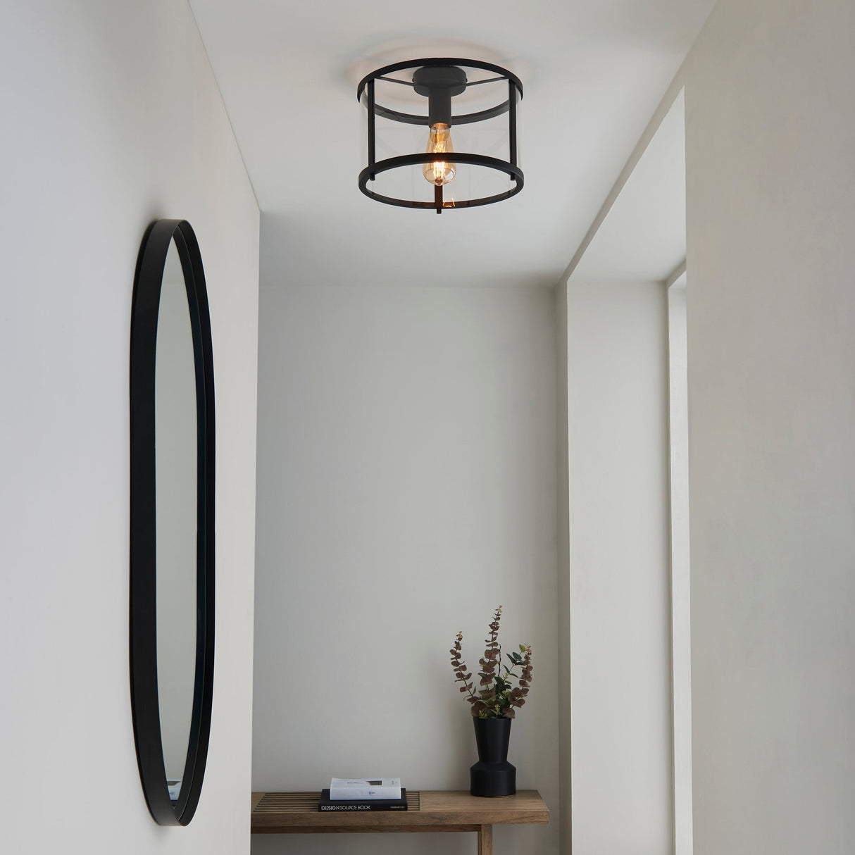 Amos Hopton Flush Ceiling Light Matt Black – from Amos Lighting + Home