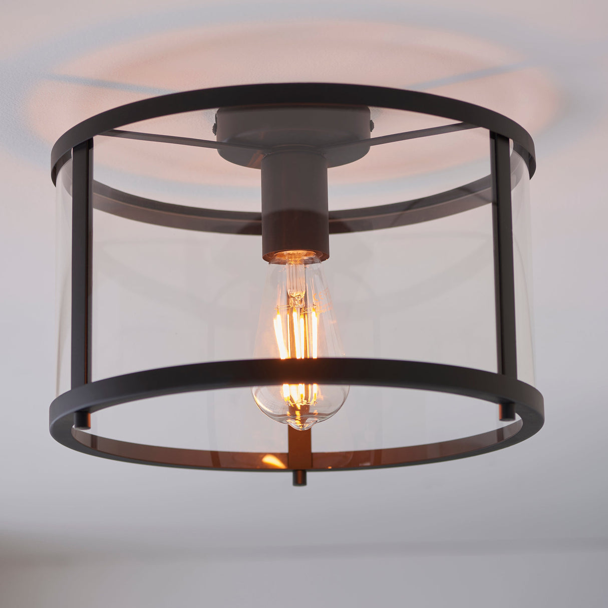 Amos Hopton Flush Ceiling Light Matt Black – from Amos Lighting + Home