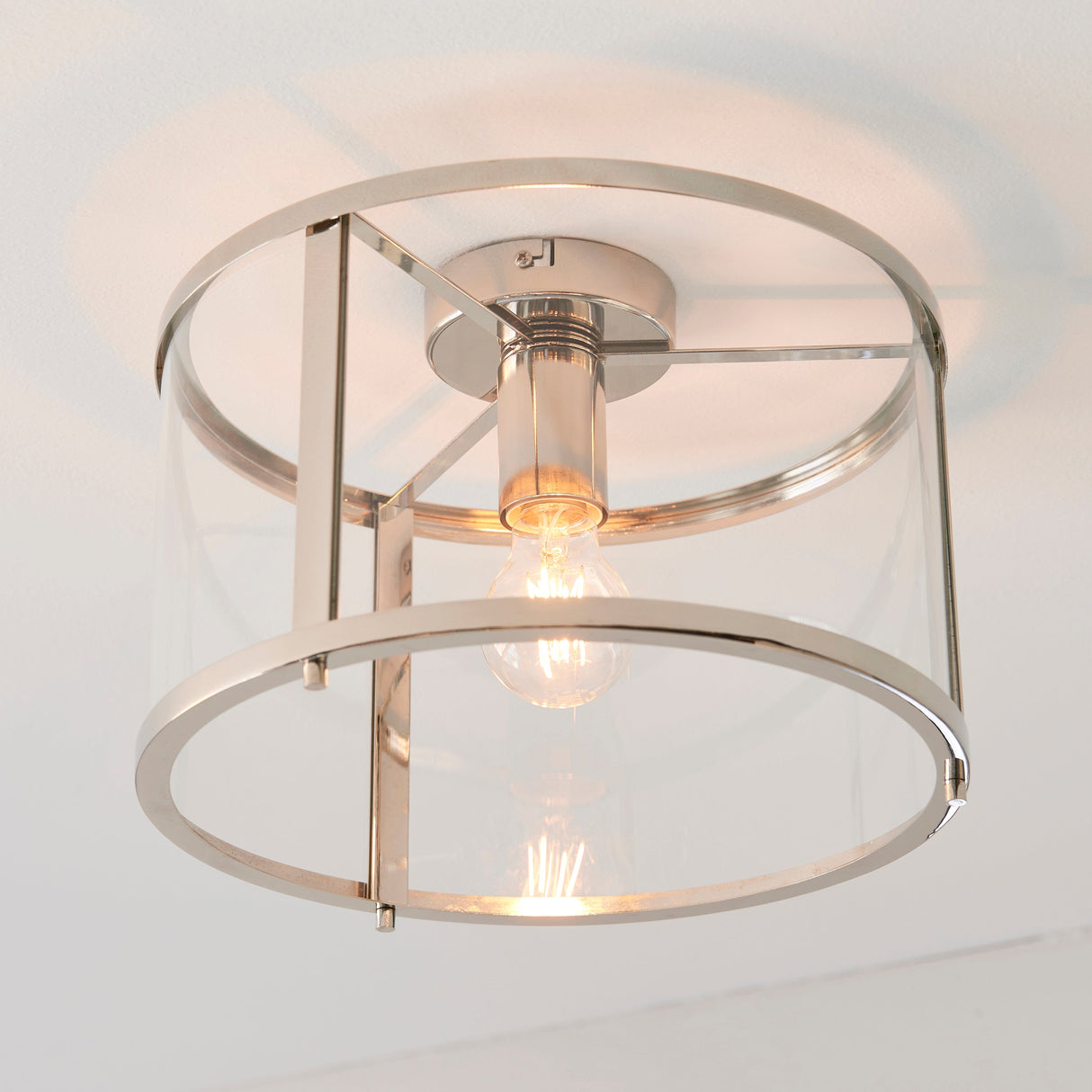 Amos Hopton Flush Ceiling Light Nickel – from Amos Lighting + Home