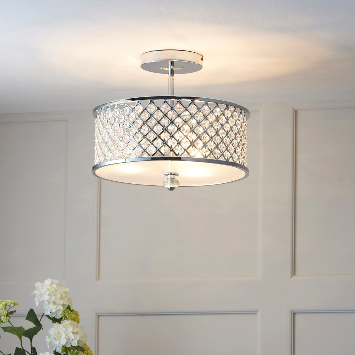 Endon Hudson Flush Ceiling Light Chrome – from Amos Lighting + Home