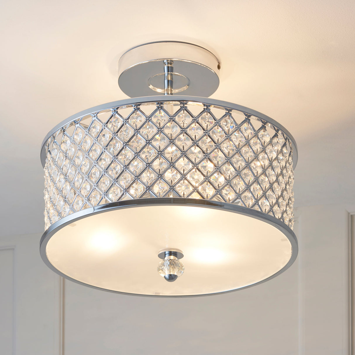 Endon Hudson Flush Ceiling Light Chrome – from Amos Lighting + Home
