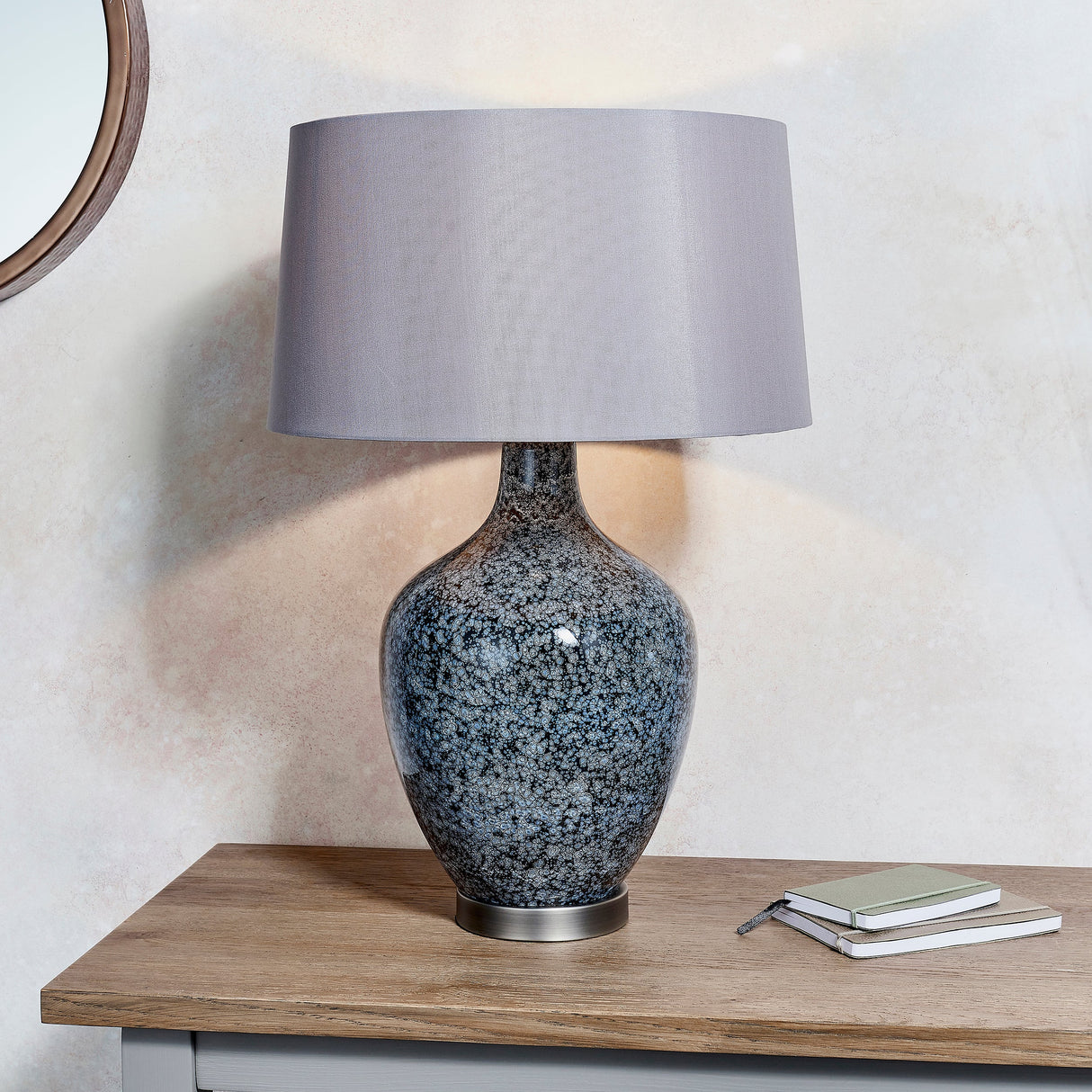 Endon Ilsa Glass Table Lamp Black with Grey Speckles – from Amos Lighting + Home