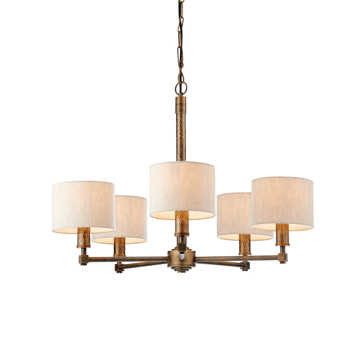 Endon Indara Pendant Hammered Bronze & Linen Shades – from Amos Lighting + Home