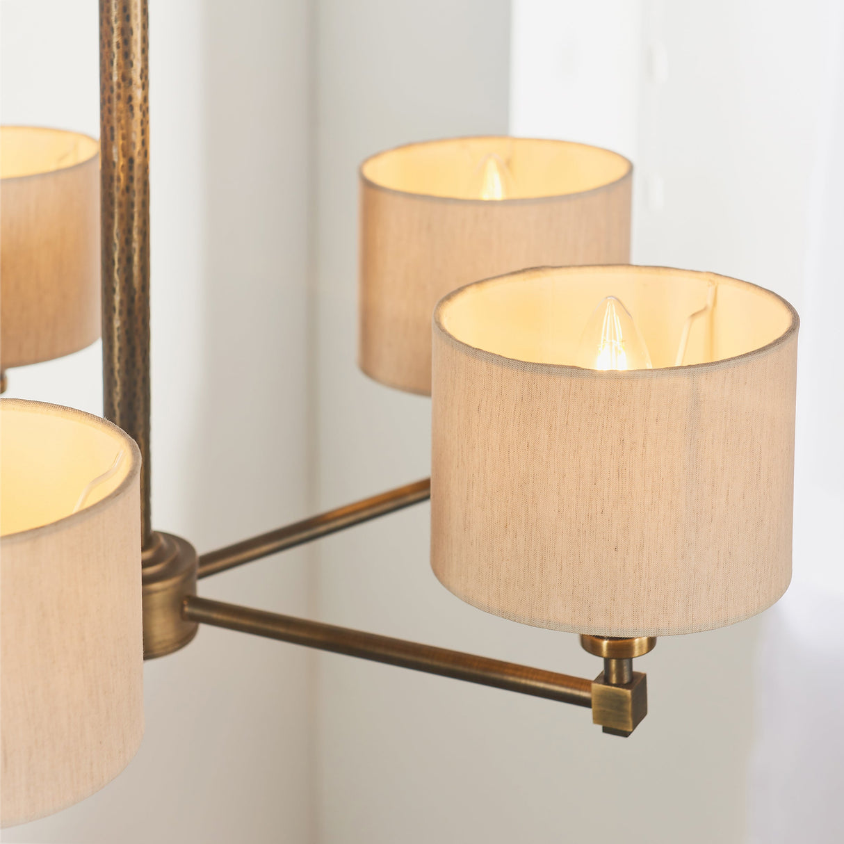 Endon Indara Pendant Hammered Bronze & Linen Shades – from Amos Lighting + Home