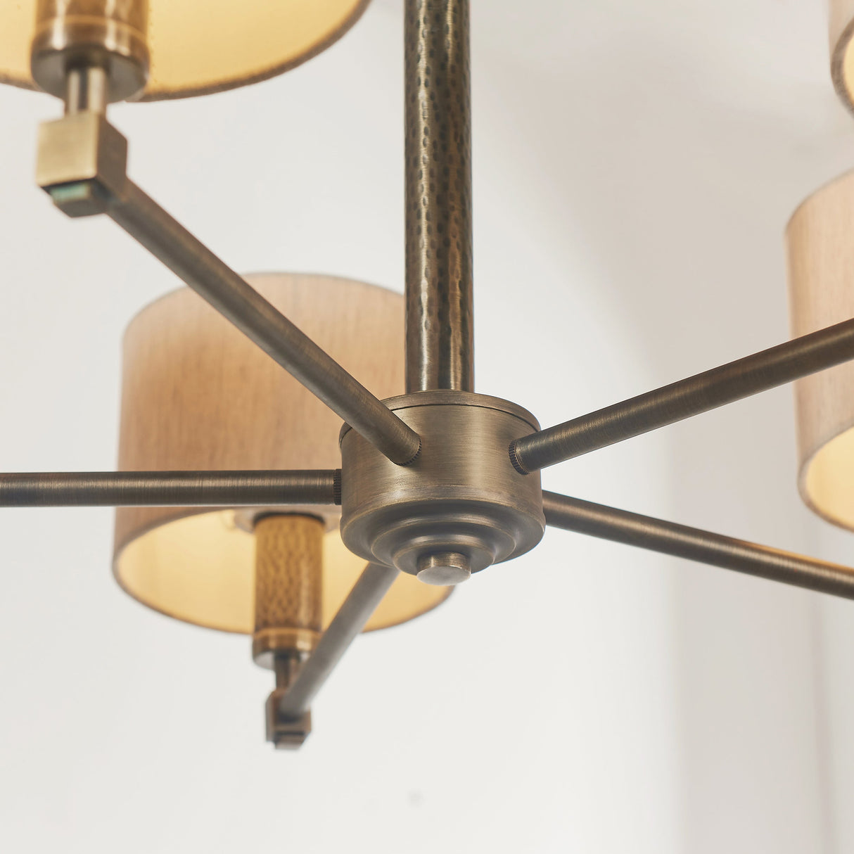 Endon Indara Pendant Hammered Bronze & Linen Shades – from Amos Lighting + Home