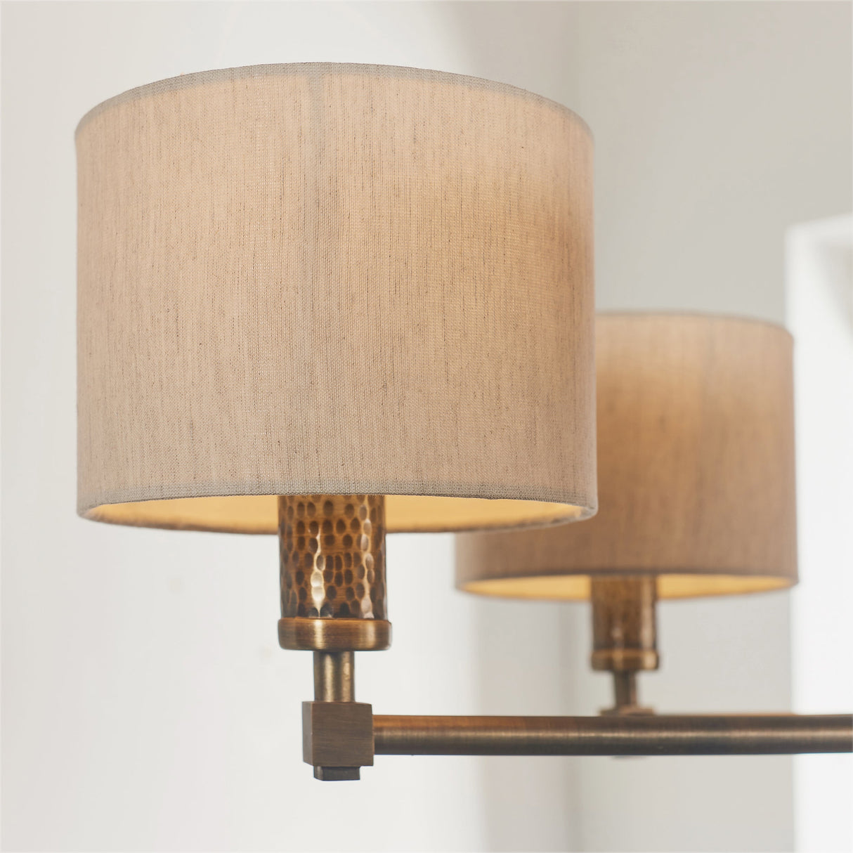 Endon Indara Pendant Hammered Bronze & Linen Shades – from Amos Lighting + Home