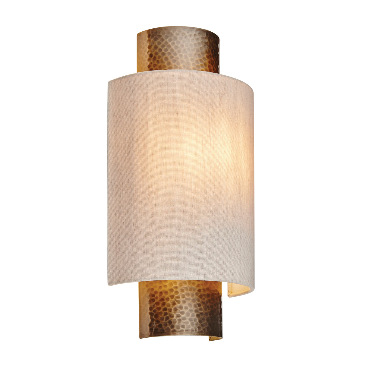 Endon Indara Wall Light Hammered Bronze & Linen Shade – from Amos Lighting + Home