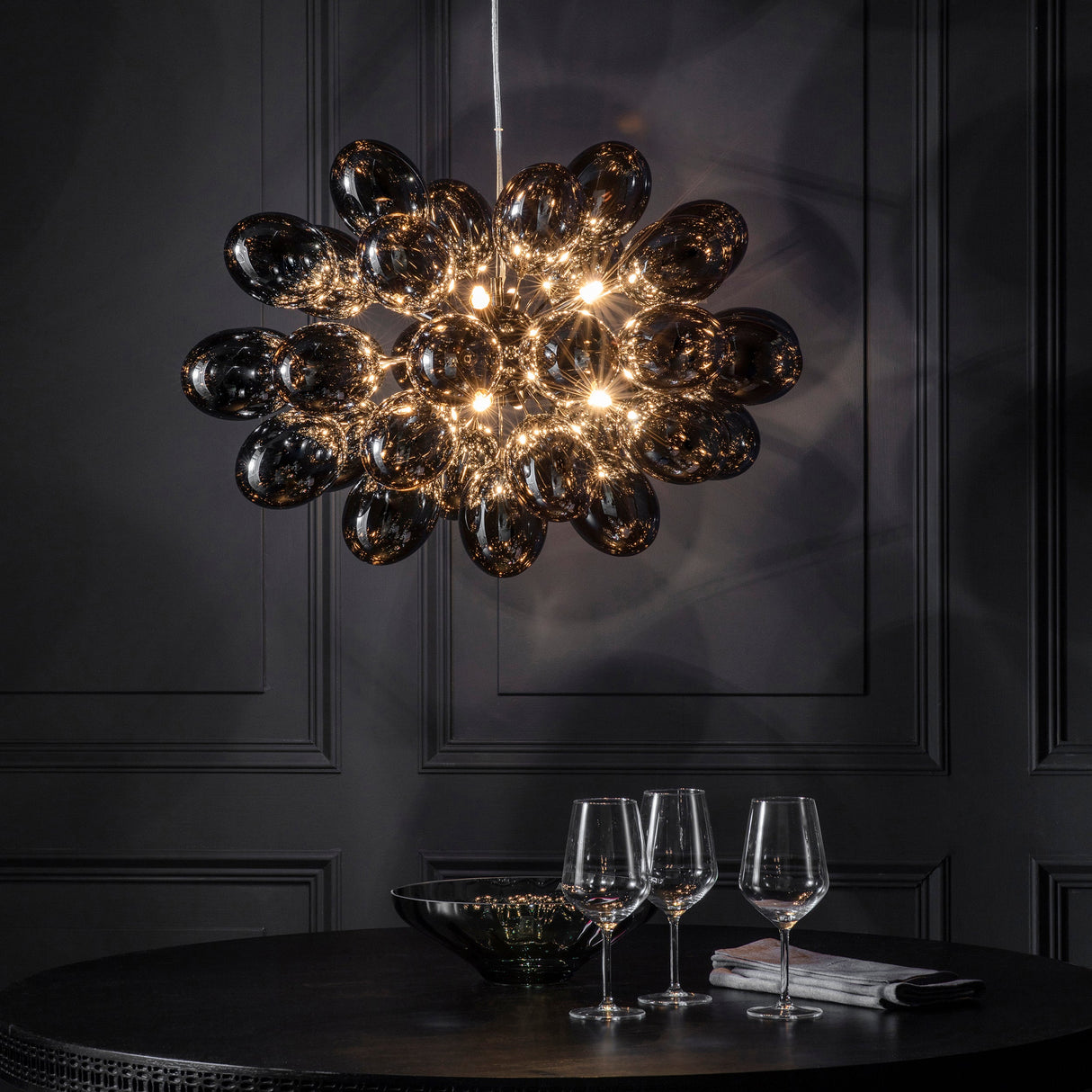 Amos Infinity 8lt Chandelier Black Chrome – from Amos Lighting + Home