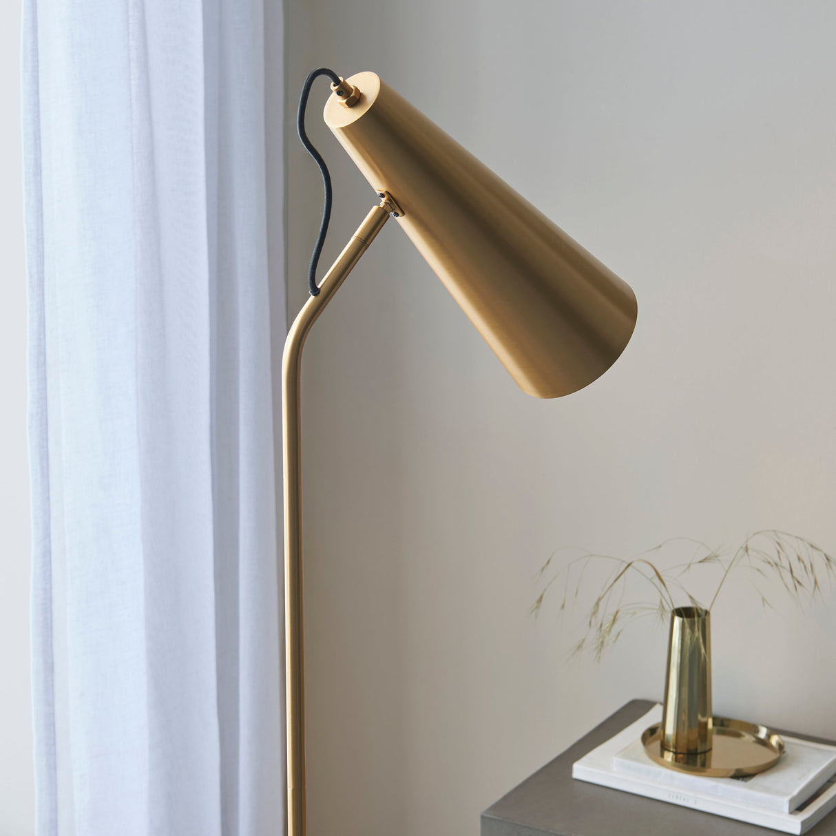 Amos Karna Floor Lamp Warm Antique Brass – from Amos Lighting + Home