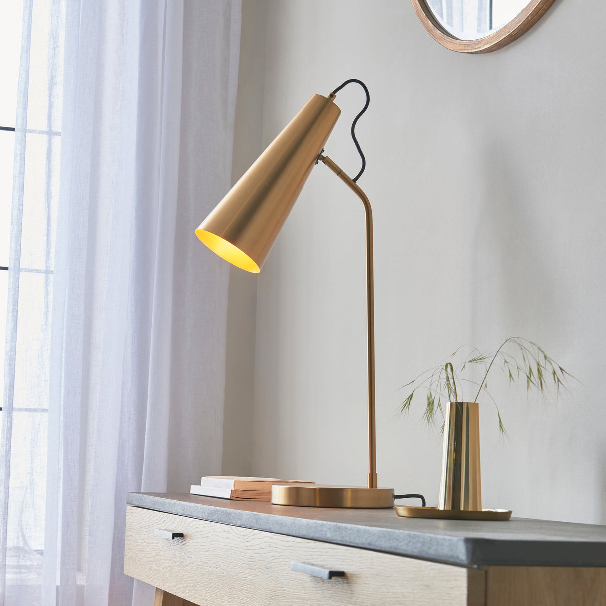 Amos Karna Table Lamp Warm Antique Brass – from Amos Lighting + Home