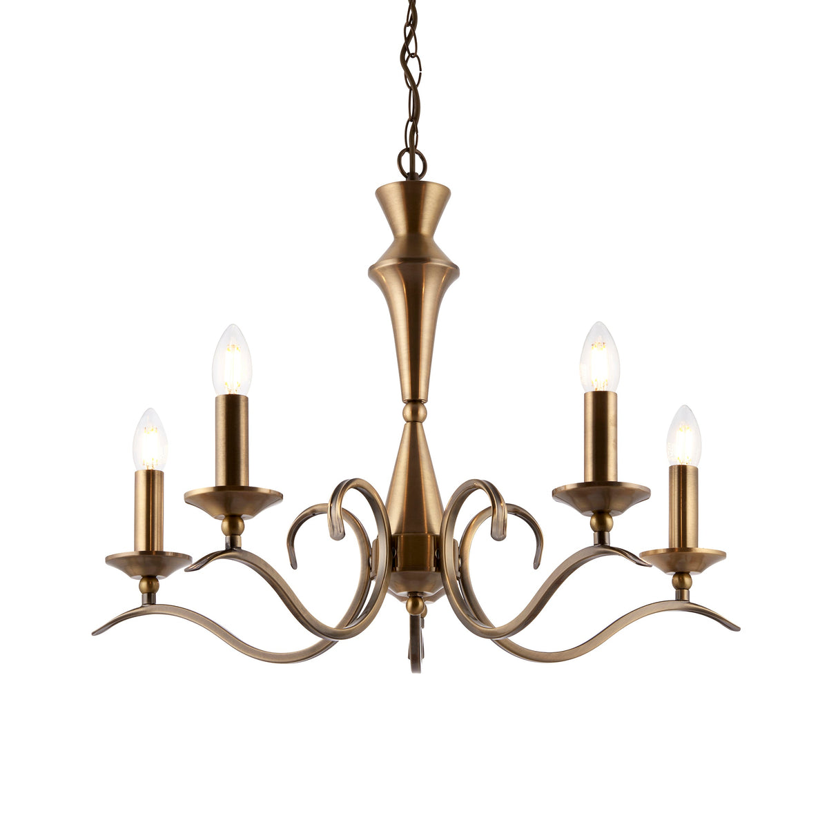 Endon Kora 5lt Chandelier Antique Brass – from Amos Lighting + Home