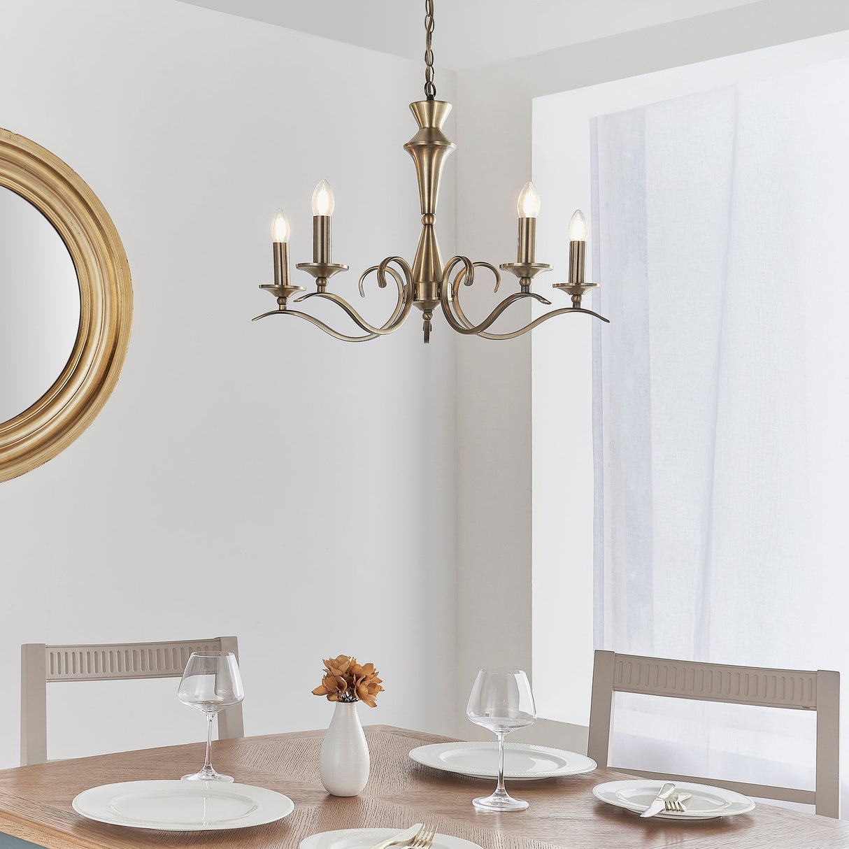 Endon Kora 5lt Chandelier Antique Brass – from Amos Lighting + Home