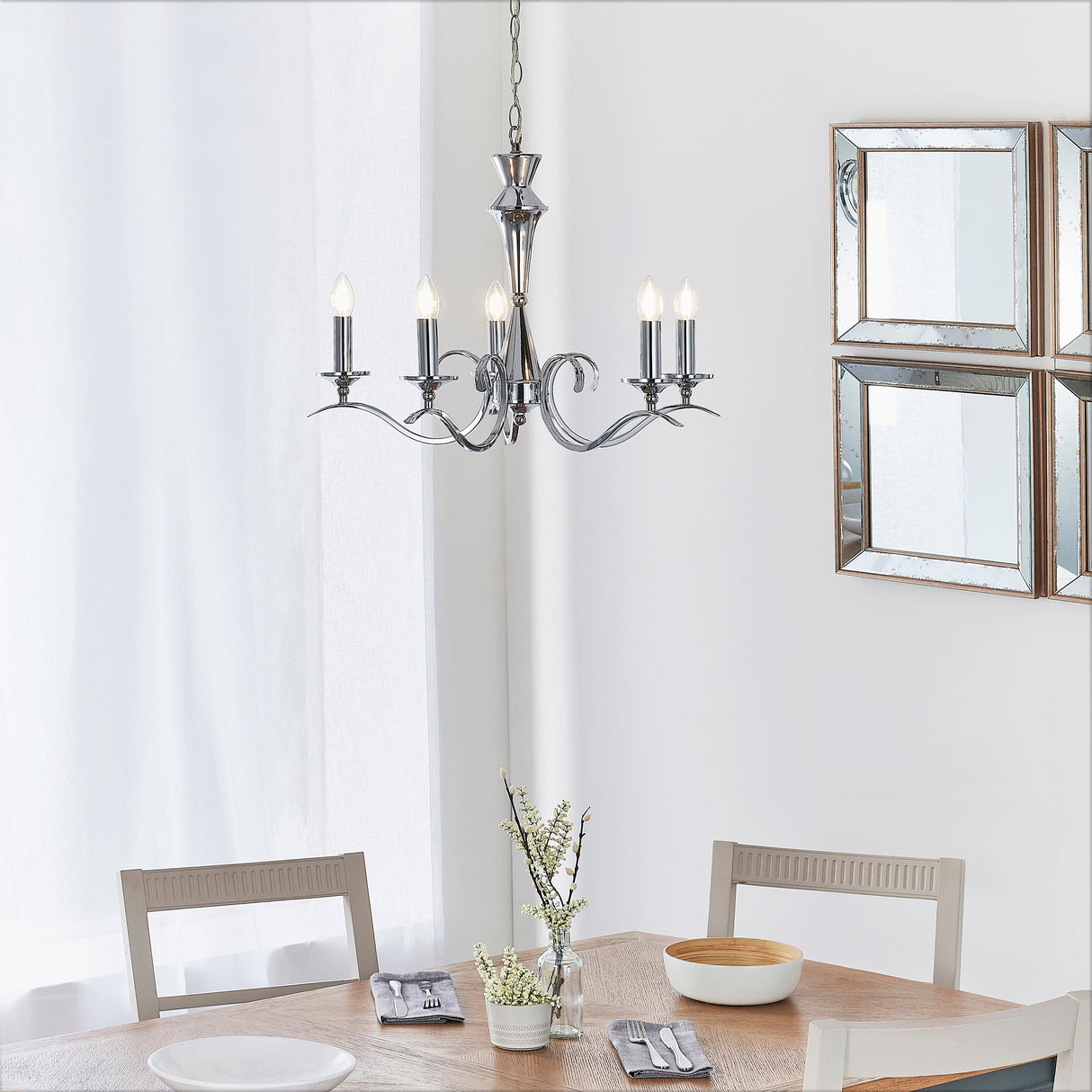 Endon Kora 5lt Chandelier Chrome – from Amos Lighting + Home