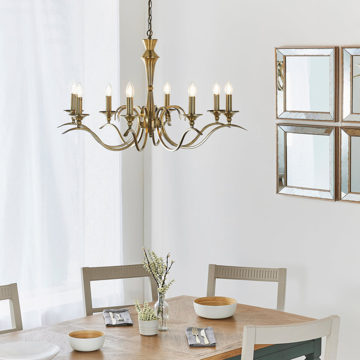 Endon Kora 8lt Chandelier Antique Brass – from Amos Lighting + Home