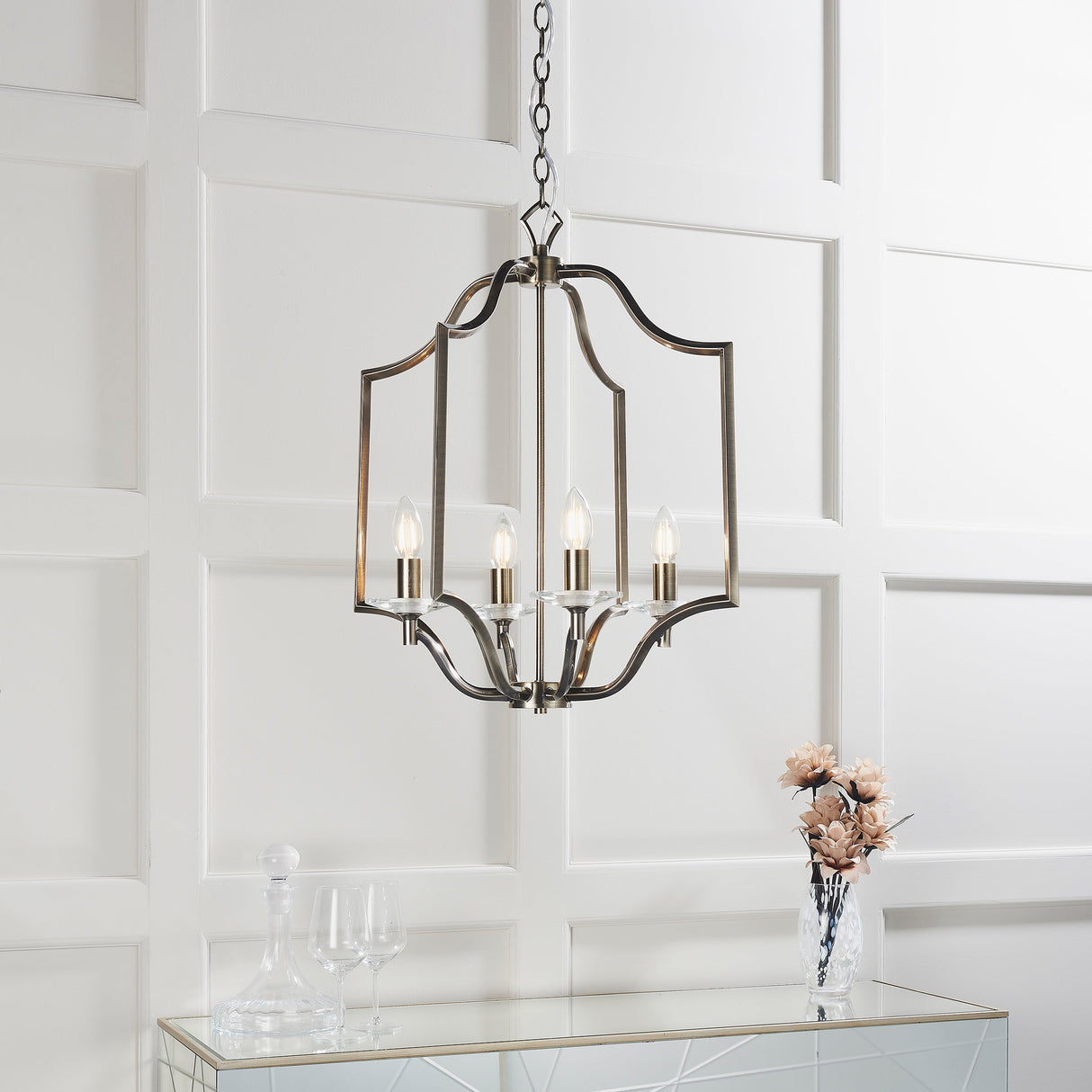 Amos Lainey 4 Light Chandelier Antique Brass – from Amos Lighting + Home