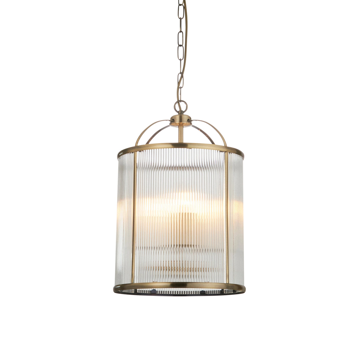 Amos Lambeth Ribbed 4lt Lantern Antique Brass – from Amos Lighting + Home